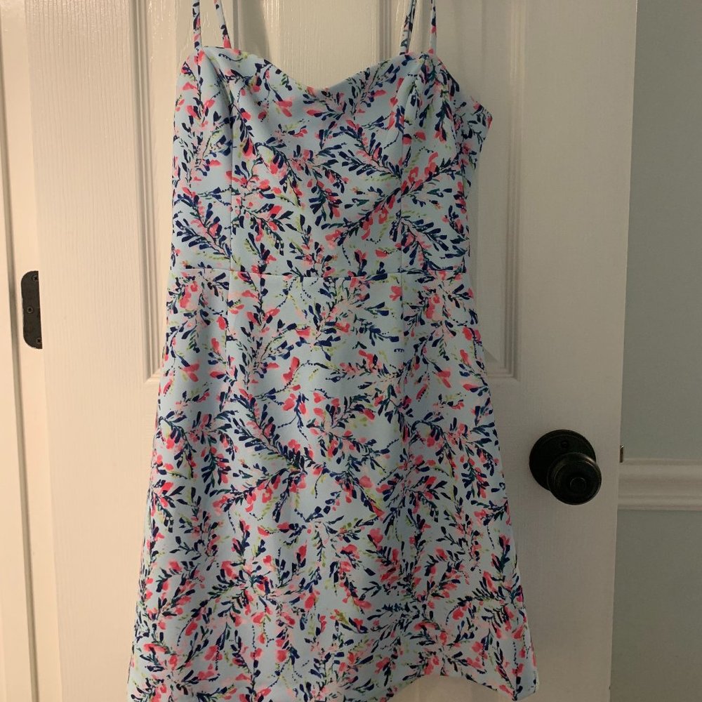 Bloomingdales Blue Pattern Dress